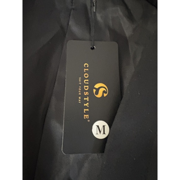 CLOUDSTYLE Blazer Mens Medium Black Single Button Suit Jacket Satin Trim Dressy - Picture 2 of 7